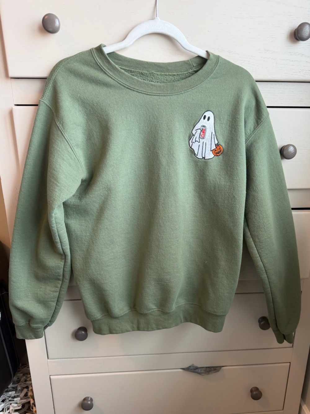 Ghost Diet Coke Patch Crewneck Sweatshirt - Sage Green